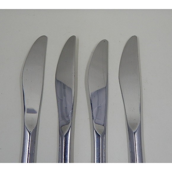 Reed And Barton Rebacraft Dinner Knives Crest Pattern Stainless Korea Set of 4 - Picture 3 of 10